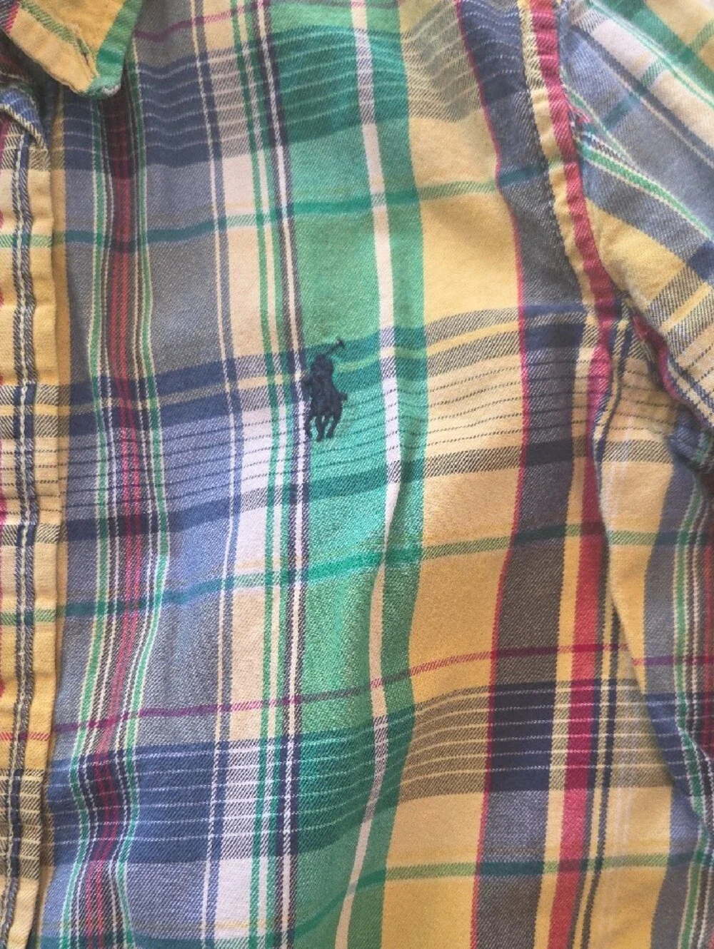 Ralph Lauren Plaid Button-Down Shirt in Yellow, Green & Blue
